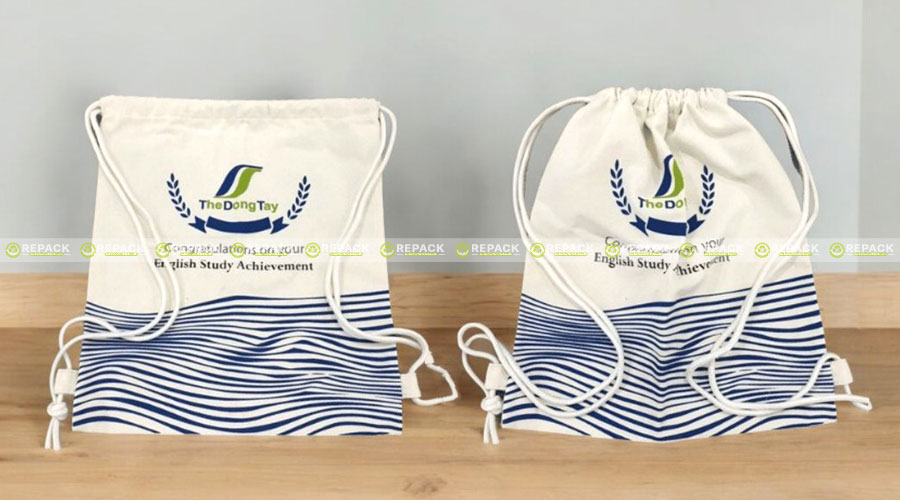 Mẫu balo dây rút vải bố được Repack sản xuất Mẫu balo dây rút vải bố được Repack sản xuất