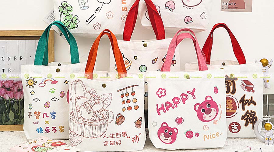 Túi tote canvas in họa tiết dễ thương, độc đáo Túi tote canvas in họa tiết dễ thương, độc đáo