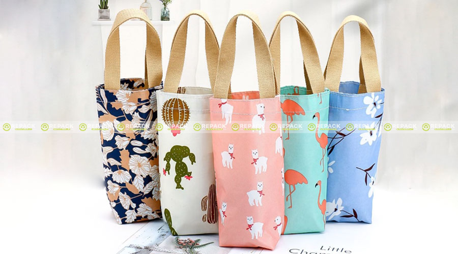 Túi vải canvas đựng ly bền bỉ, tái sử dụng tốt Túi vải canvas đựng ly bền bỉ, tái sử dụng tốt