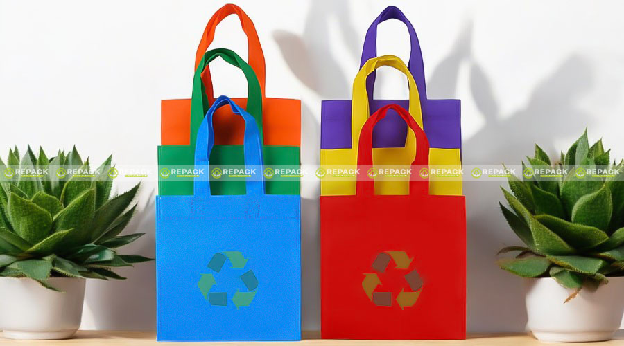 Túi vải không dệt hình dáng dẹp sản xuất tại xưởng Repack Túi vải không dệt hình dáng dẹp sản xuất tại xưởng Repack