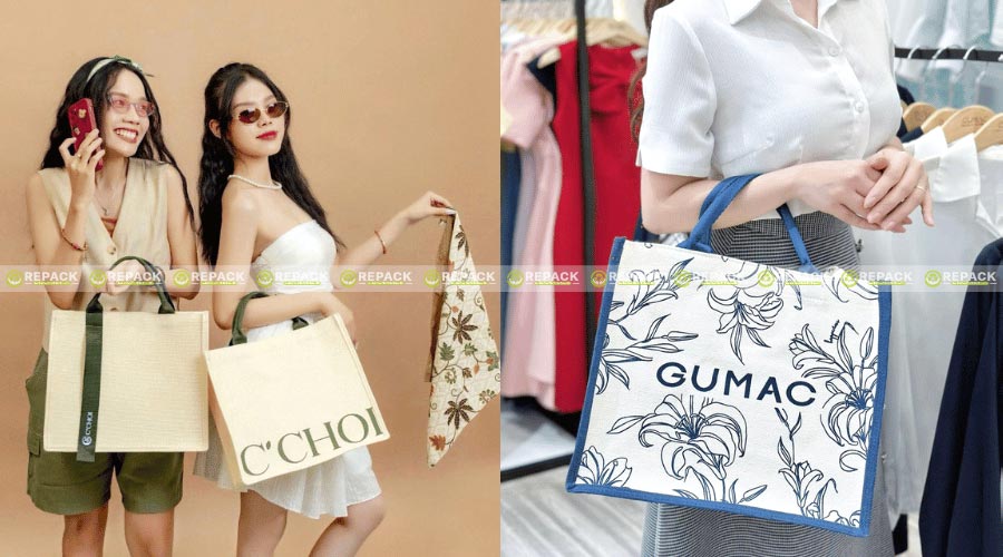Mẫu túi tote vải đay linen đơn giản, thanh lịch