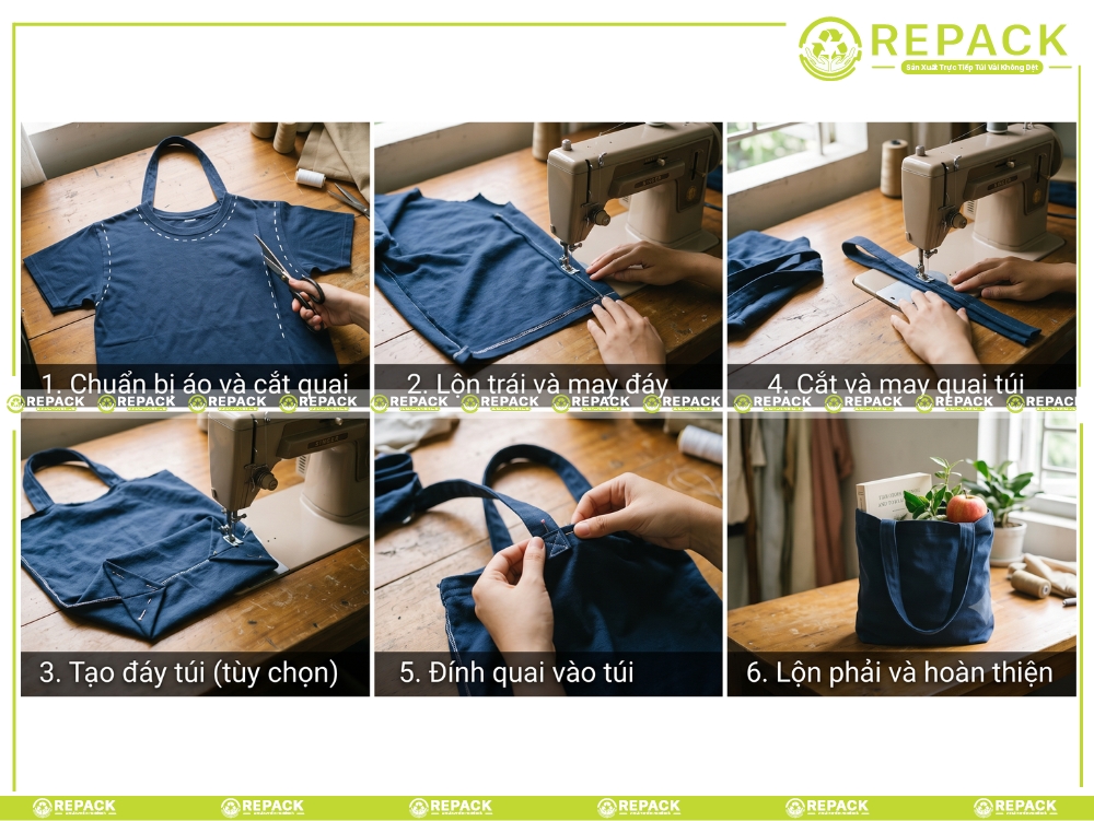 cách làm túi vải từ áo cũ hướng dẫn chi tiết