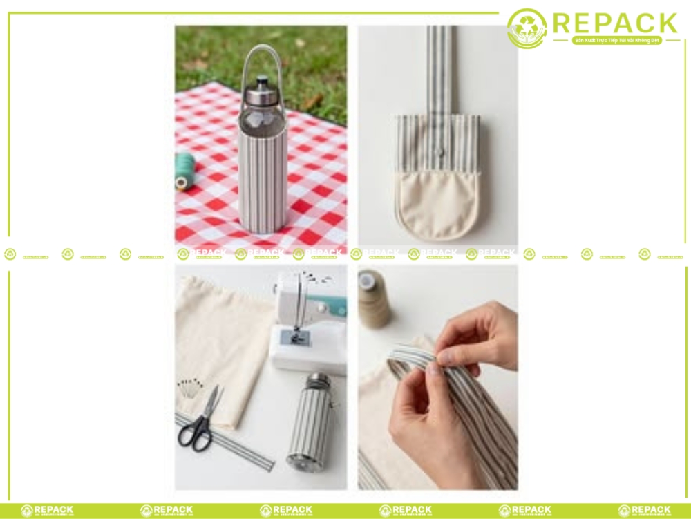 cách may túi vải đựng bình nước đẹp nhất