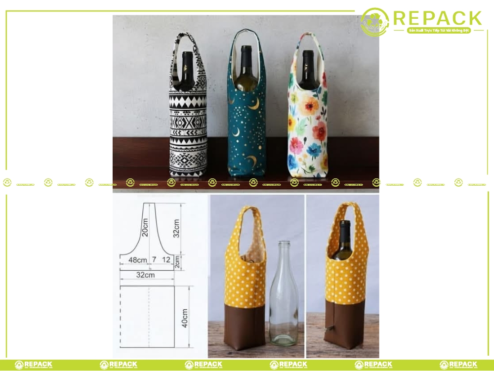 cách may túi vải đựng bình nước bằng vải canvas