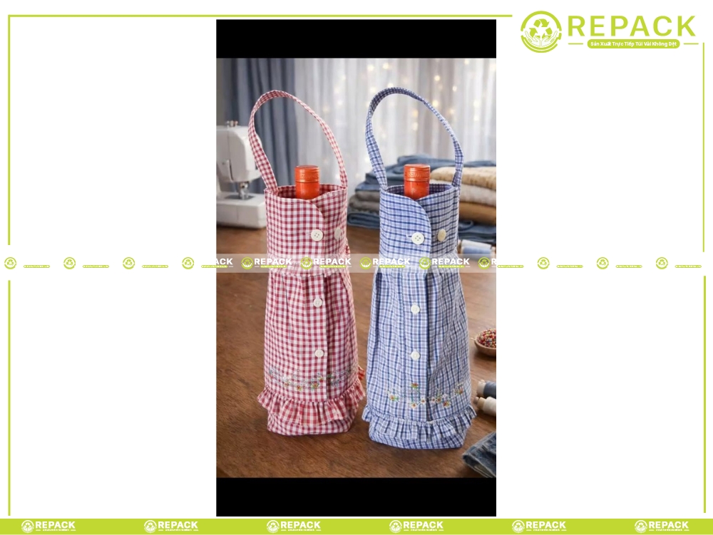 cách may túi vải đựng bình nước bằng vải cotton