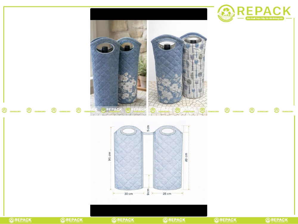 cách may túi vải đựng bình nước giữ nhiệt