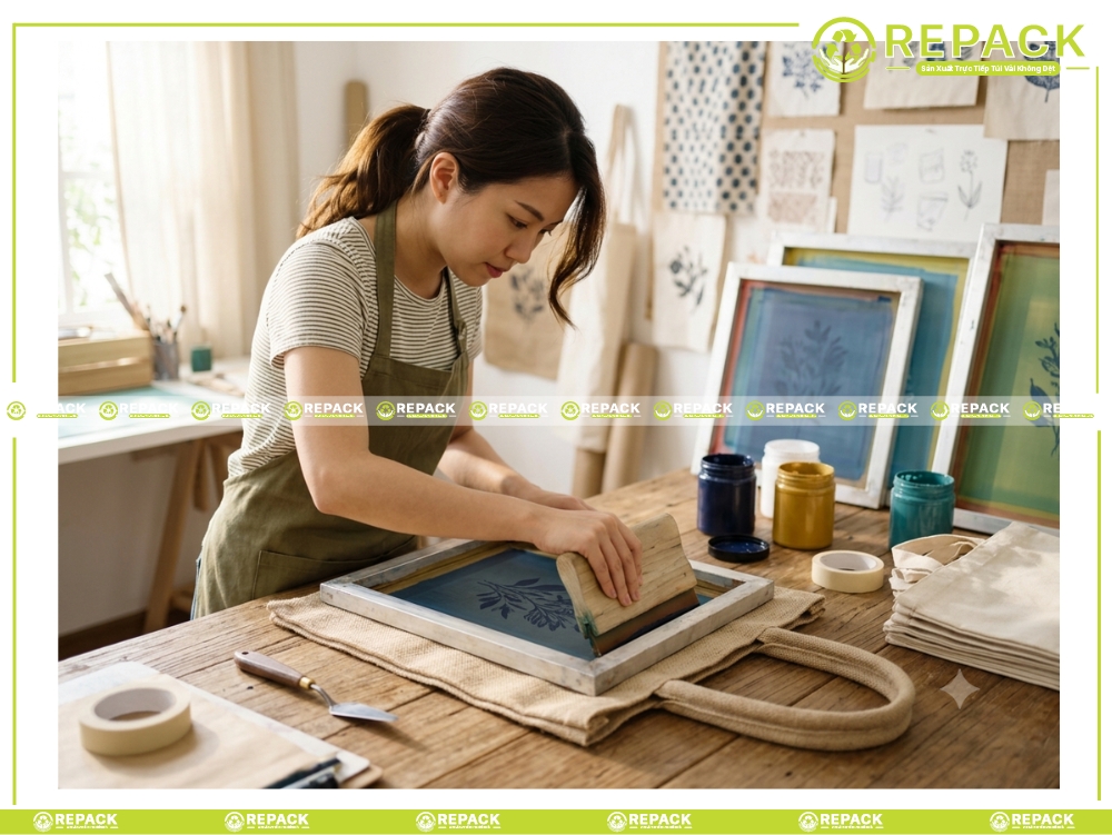 hướng dẫn in hình lên túi vải bố làm quà tặng