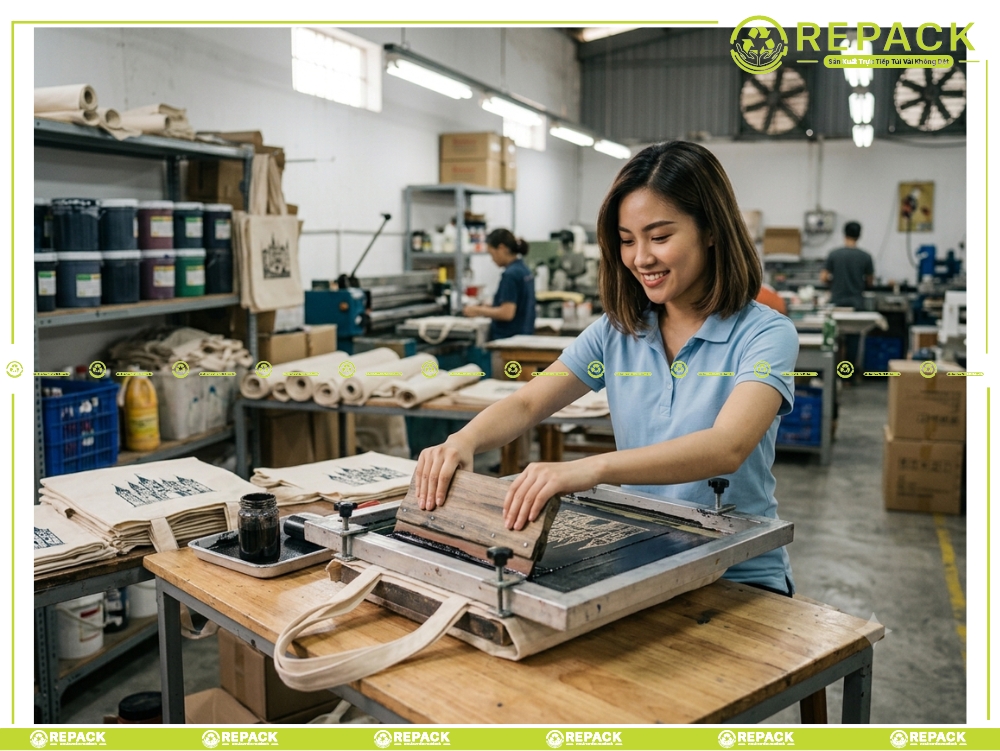 hướng dẫn in hình lên túi vải bố bằng chuyển nhiệt