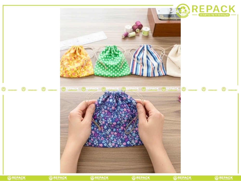 hướng dẫn may túi vải rút đựng quà
