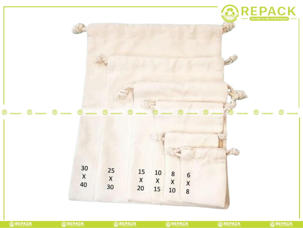 kích thước túi vải dây rút