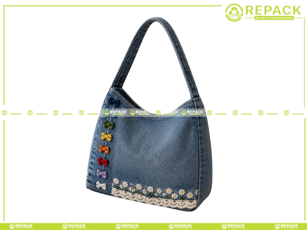 May túi xách bằng vải jean handmade cá tính phong cách trẻ