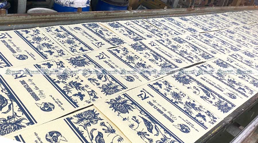 Khu vực in lụa túi vải đay linen quy mô lớn tại xưởng Đại Việt